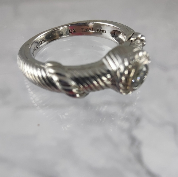 Judith Ripka Sterling Silver CZ Ring Size 7 – Rope Design .925 Signed - Picture 4 of 10